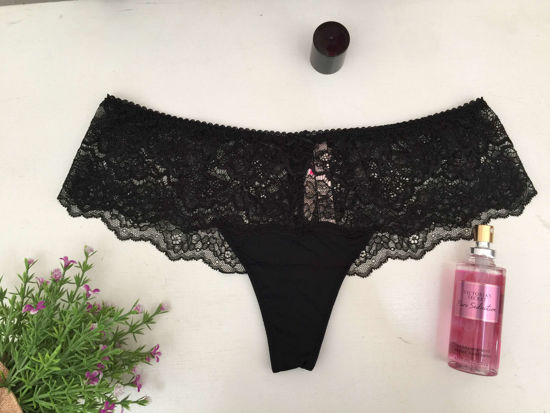 Imagen de Victoria's Secret  Panty Dream Angels Tanga Negro Encaje y Satín M